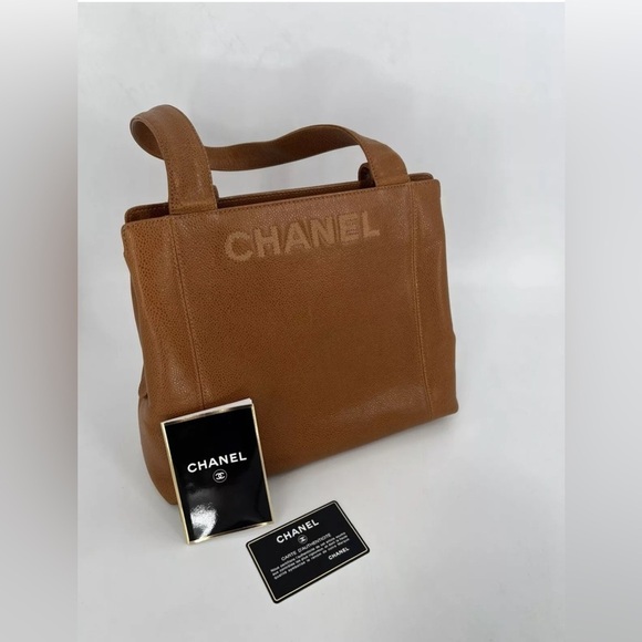 Vintage 90’s Chanel Caviar Leather Pebbled Logo Embossed Stitch Shoulder Bag Y2K - Picture 15 of 16